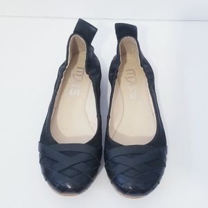 MJUS Slip On Ballet Flat Black Leather Size 38 EUC